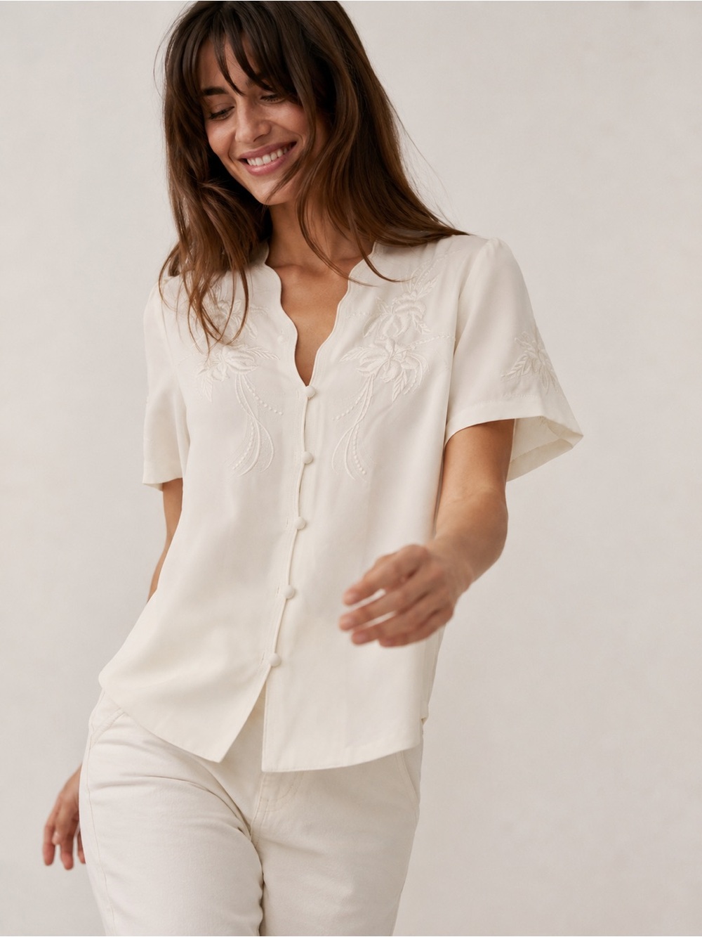 Vintage Boxy Embroidered Blouse
